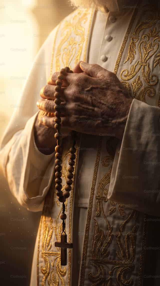 Pope Saint Pius V praying - Catholic stock images