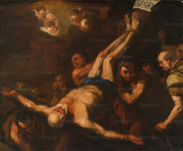 Pagpapako kay San Pedro - Mga Catholic stock image