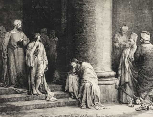 Cristo e il peccatore - Immagini stock cattoliche