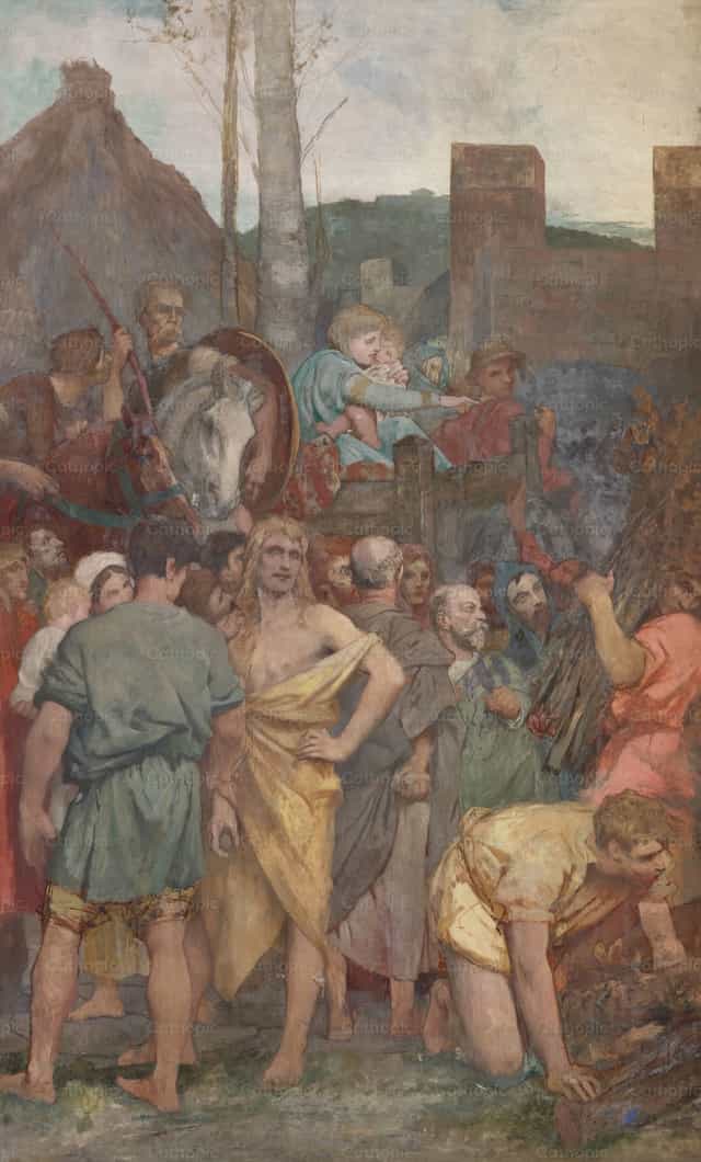 Szent Genovéva megnyugtatja a párizsiakat - Katolikus stockképek - Fotó: Restored Christian Art