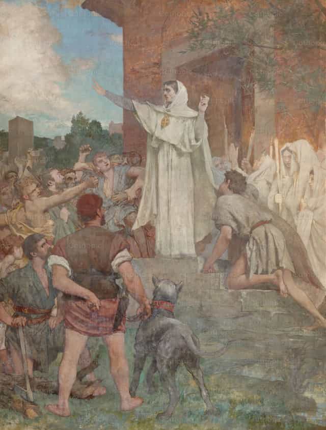 Szent Genovéva megnyugtatja a párizsiakat - Katolikus stockképek - Fotó: Restored Christian Art