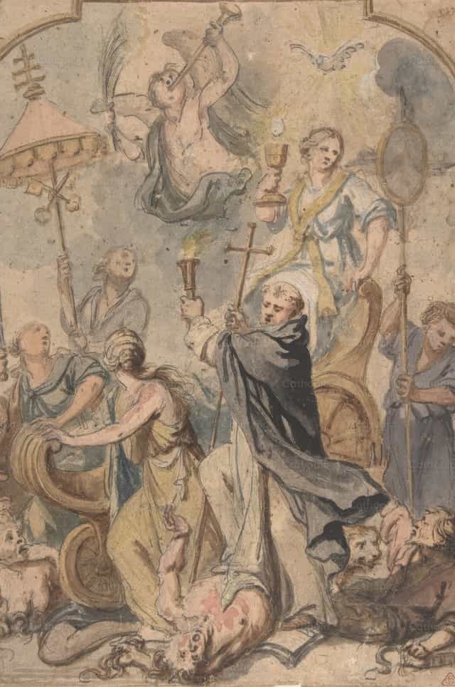 Isang Alegorya ng Tagumpay Laban sa Kamalian, kasama si San Domenico sa Unahan - Mga Catholic stock image