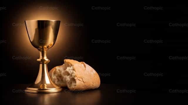 Pain et vin, Corps et Sang de Jésus - Images catholiques de stock - Photo de catholicmall.org