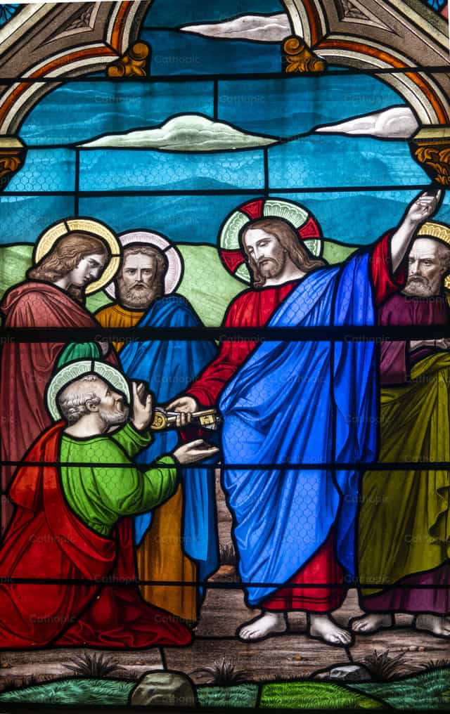 Jesús entrega las llaves de la Iglesia - Banco de imágenes católicas - Fotografía por Joan Sutter