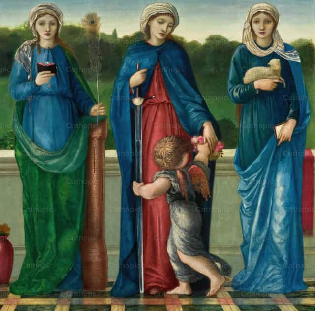 성 도로테아와 성 아그네스 - 가톨릭 스톡 이미지 - 사진 제공 Restored Christian Art