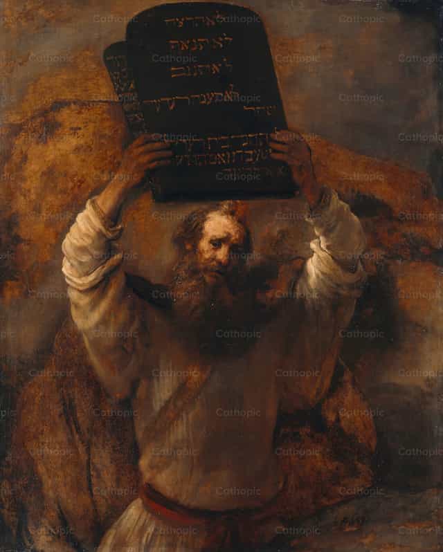 Si Moises na binabasag ang mga tapyas ng Kautusan - Mga Catholic stock image - Larawan ni Restored Christian Art