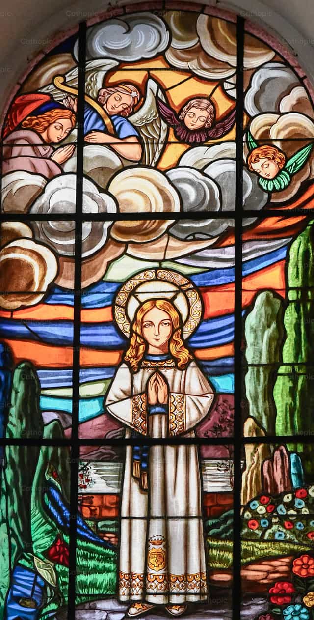 Young Virgin Mary Stained Glass Window - Catholic stock images - Photo by Carolina BR