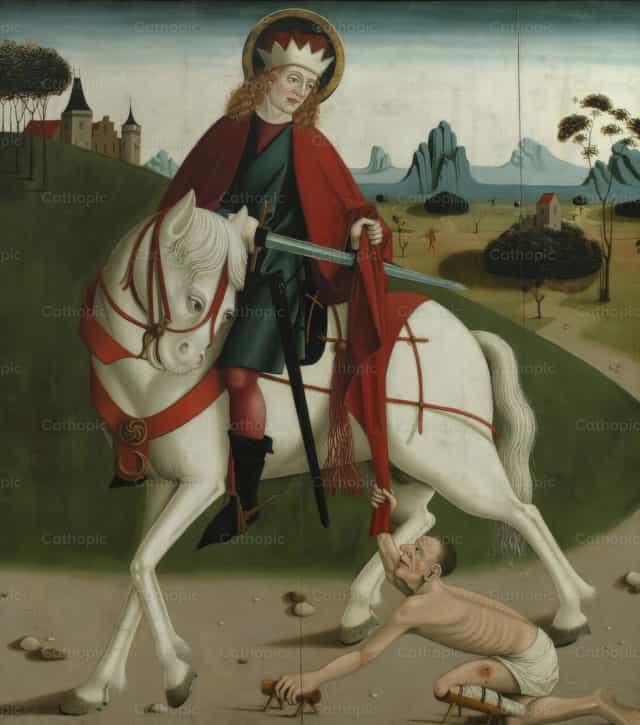 Si San Martin at ang Pulubi - Mga Catholic stock image - Larawan ni Restored Christian Art