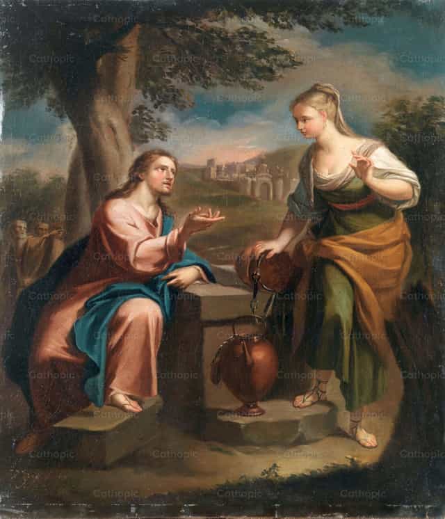 Cristo y la samaritana en el pozo - Banco de imágenes católicas
