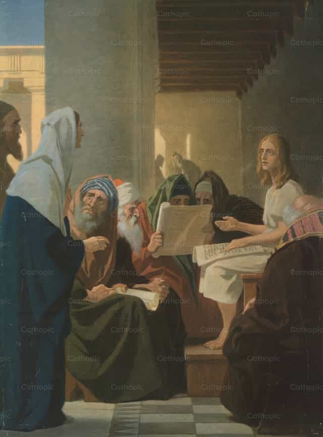 Jesus at age 12 in the temple - Catholic stock images