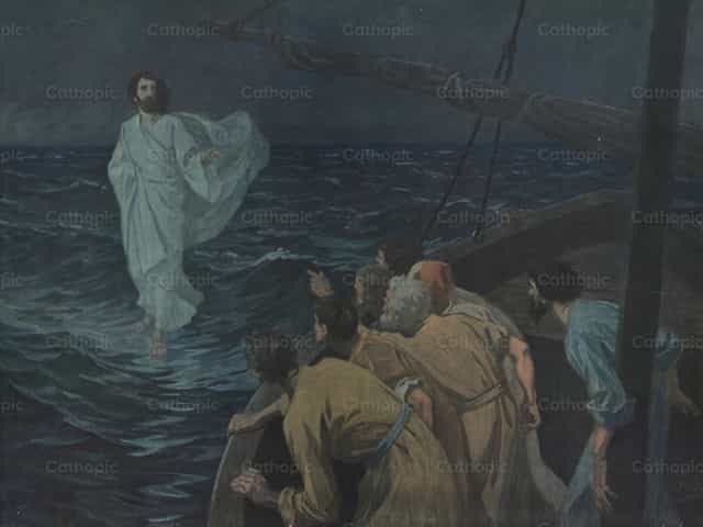 예수님, 호수 위를 걸으시다 - 가톨릭 스톡 이미지 - 사진 제공 Restored Christian Art