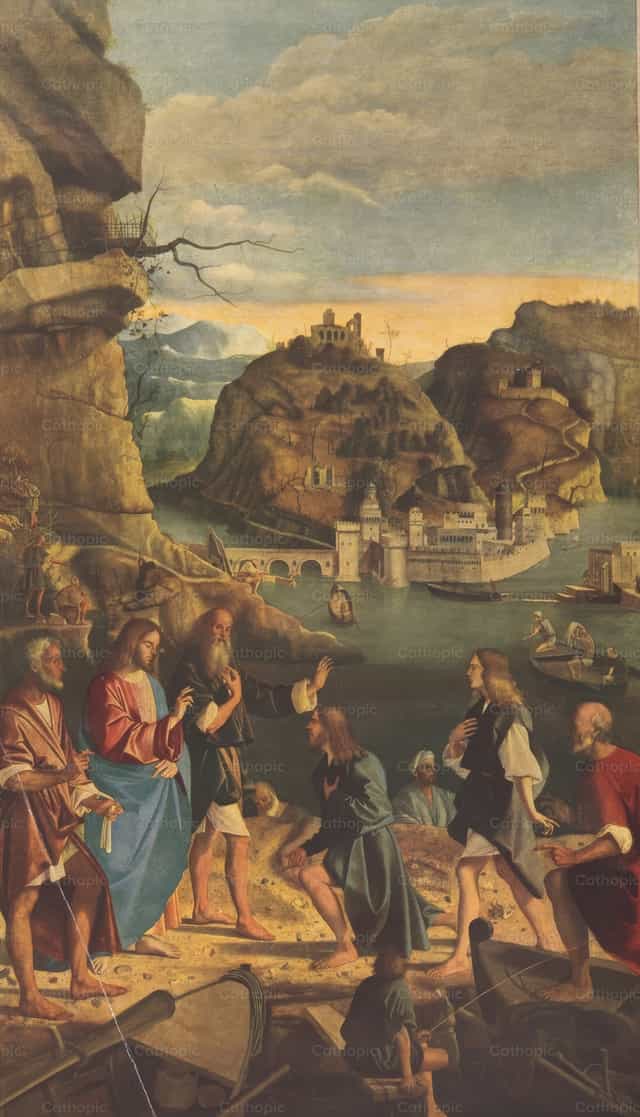 Jesus ruft die Söhne des Zebedäus zu sich - Katholische Stockfotos