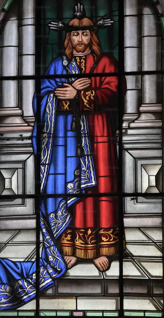 Retrato en vitral de Cristo Rey - Banco de imágenes católicas - Fotografía por Carolina BR