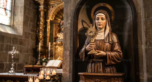 Beeld van de heilige Clara van Assisi - Katholieke stockfoto's