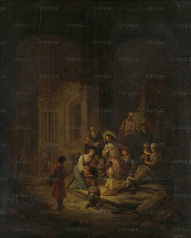 Christus segnet die kleinen Kinder - Katholische Stockfotos - Foto von Restored Christian Art