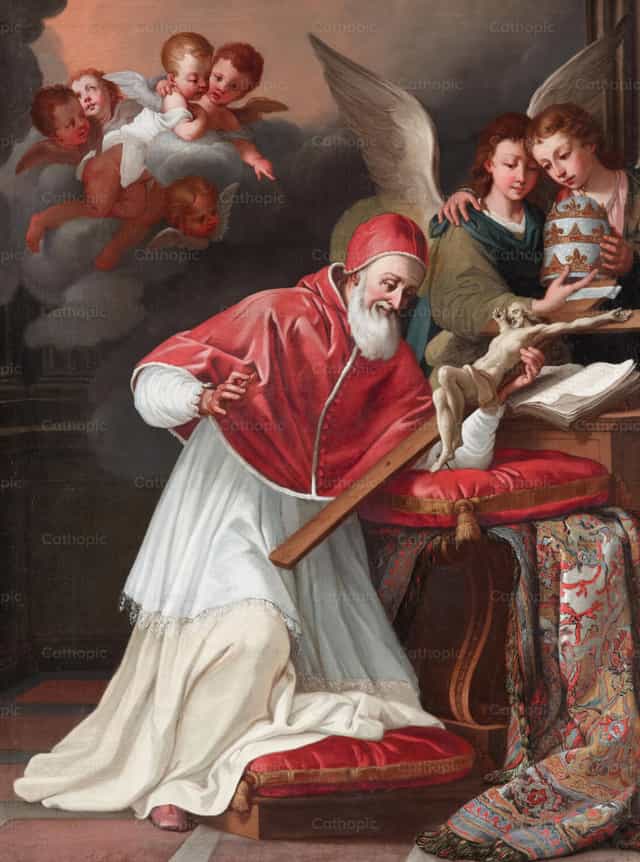 V. Szent Piusz és a feszület csodája - Katolikus stockképek - Fotó: Restored Christian Art