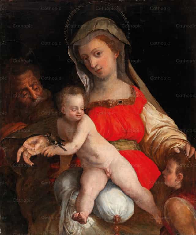 A Szent Család a Gyermek Keresztelő Szent Jánossal - Katolikus stockképek - Fotó: Restored Christian Art