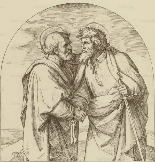 A partida dos Apóstolos Pedro e Paulo - Imagens católicas de stock