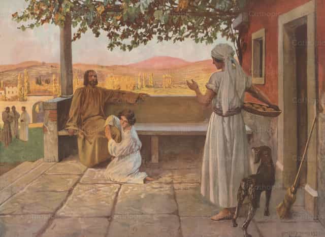 마리아와 마르타 - 가톨릭 스톡 이미지 - 사진 제공 Restored Christian Art