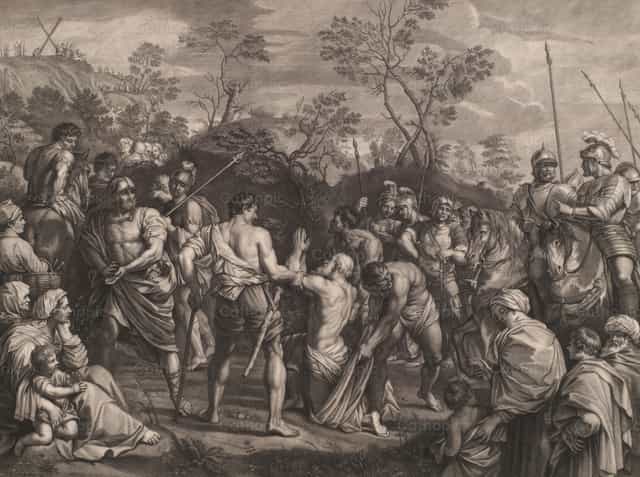 Sant’Andrea viene condotto alla morte sulla croce - Immagini stock cattoliche - Foto di Restored Christian Art