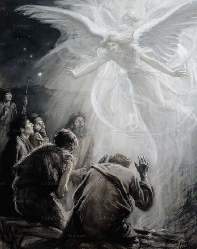 목자들에게 천사들이 계시를 내리심 - 가톨릭 스톡 이미지 - 사진 제공 Restored Christian Art