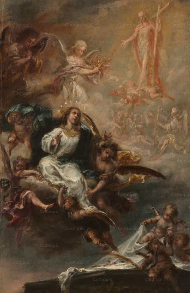 Tanulmány „Szűz Mária mennybemenetele” témájára San Augustínban, Sevillában - Katolikus stockképek - Fotó: Restored Christian Art