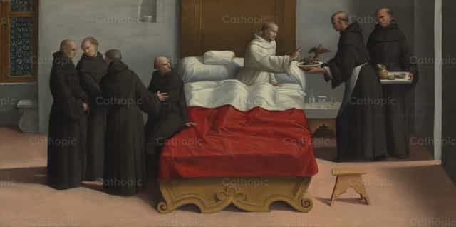 Święty Mikołaj z Tolentino wskrzeszający ptaki - Katolickie zdjęcia stockowe - Zdjęcie: Restored Christian Art