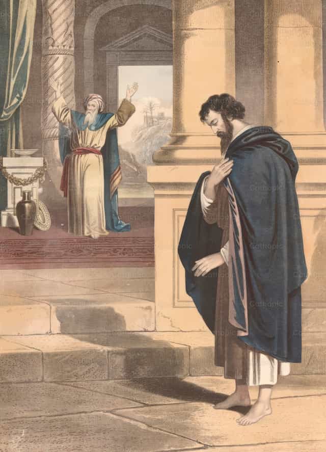 Il fariseo e il pubblicano - Immagini stock cattoliche
