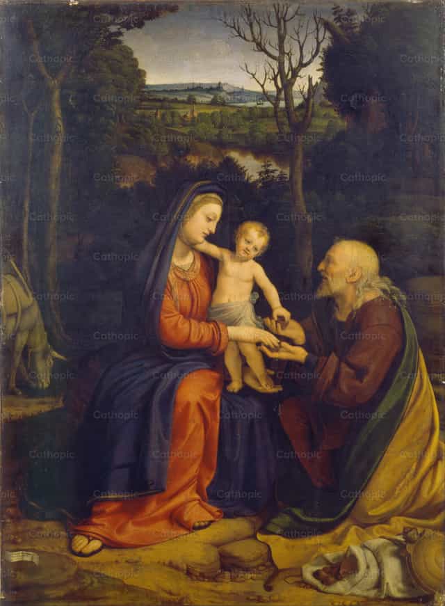 逃往埃及途中之歇息 - 天主教图库图片 - 摄影： Restored Christian Art