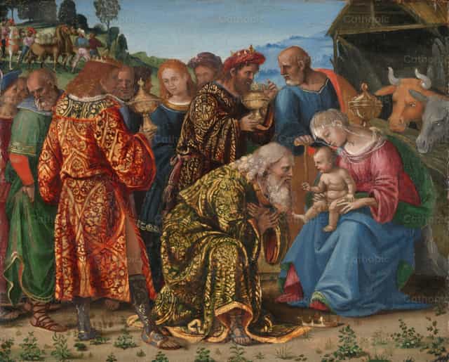 Die Anbetung der Könige - Katholische Stockfotos