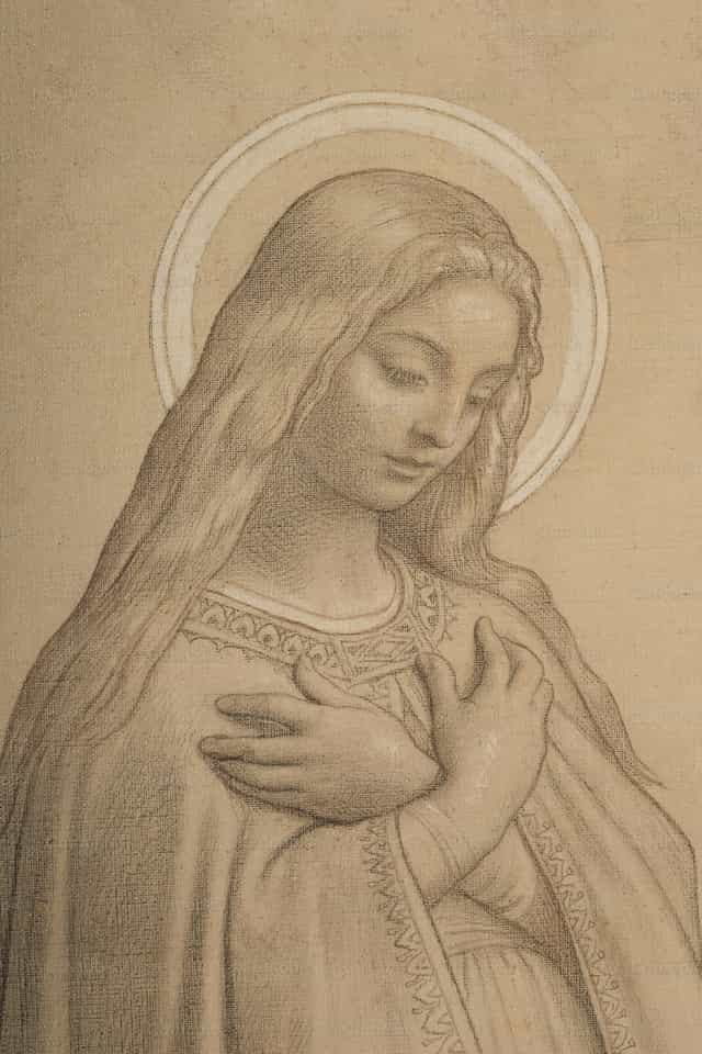 La Vierge devant la Trinité - Images catholiques de stock
