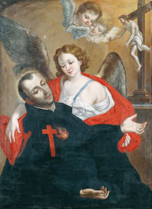 Extase de saint Camille de Lellis - Images catholiques de stock - Photo de Restored Christian Art
