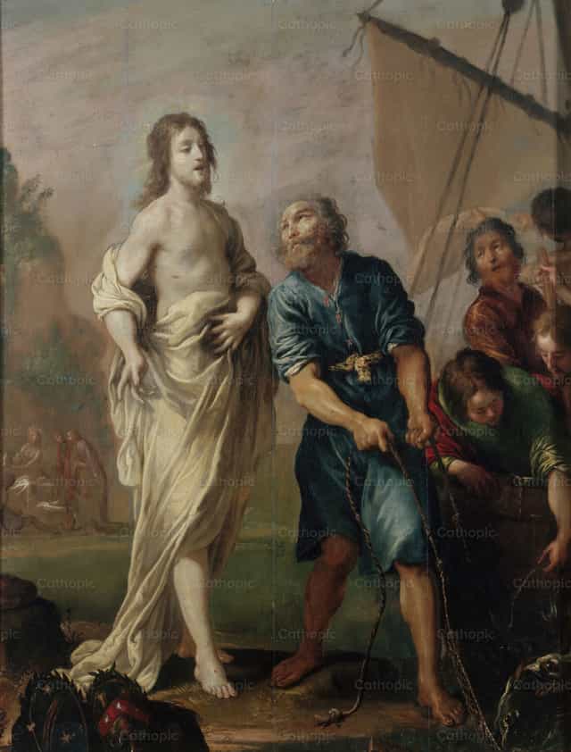 물고기의 기적적인 어획 또는 성 베드로의 부르심 - 가톨릭 스톡 이미지 - 사진 제공 Restored Christian Art