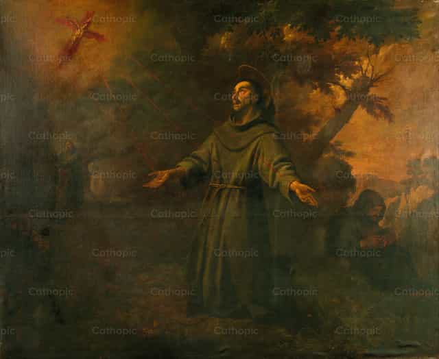 São Francisco Recebe os Estigmas - Imagens católicas de stock - Foto de Restored Christian Art