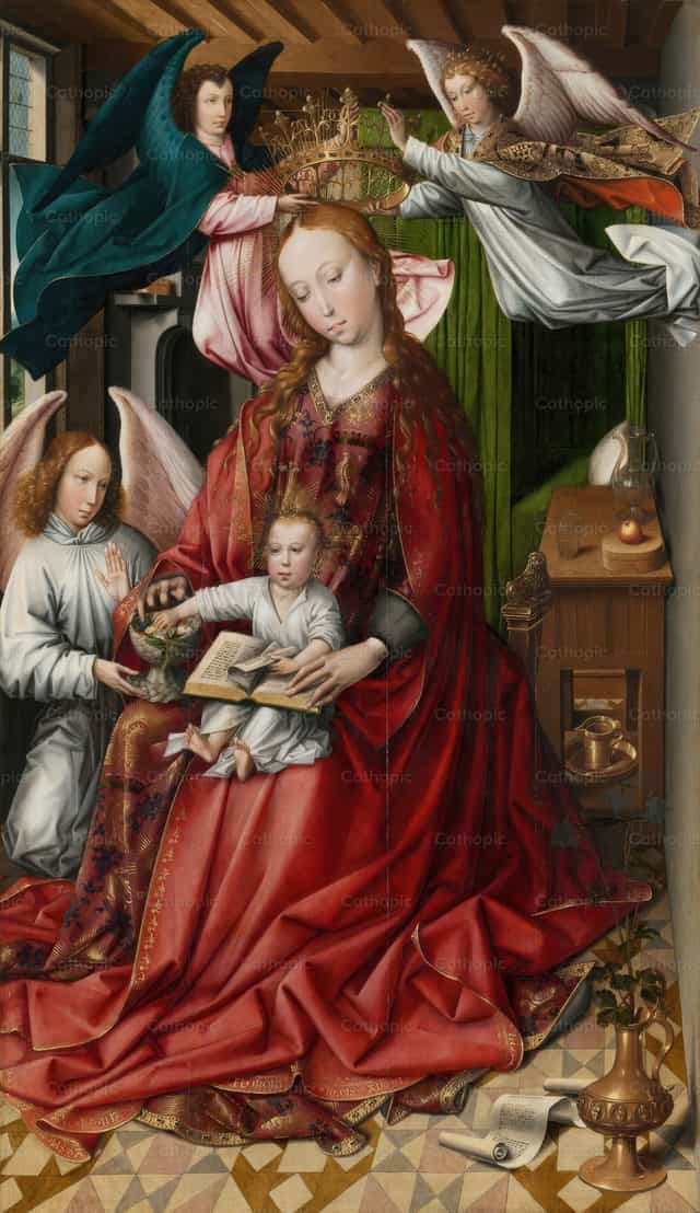 천사들에게 왕관을 씌운 성모자 - 가톨릭 스톡 이미지 - 사진 제공 Restored Christian Art