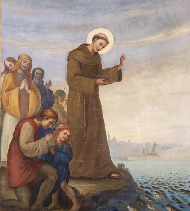 San Antonio ng Padua na nangangaral sa mga isda - Mga Catholic stock image - Larawan ni Joan Sutter