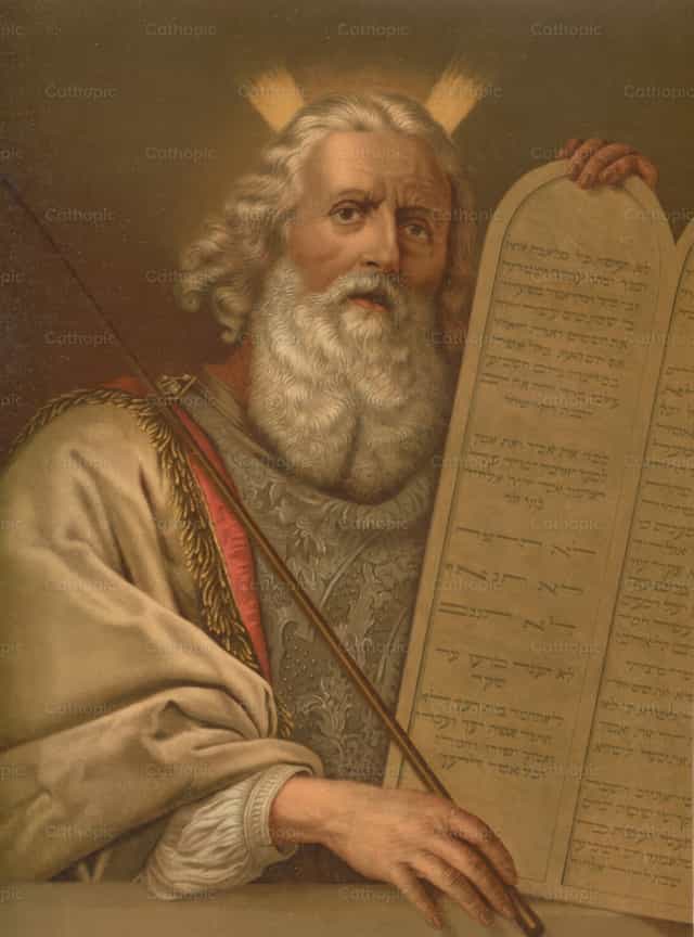 手持诫命法版的摩西 - 天主教图库图片 - 摄影： Restored Christian Art