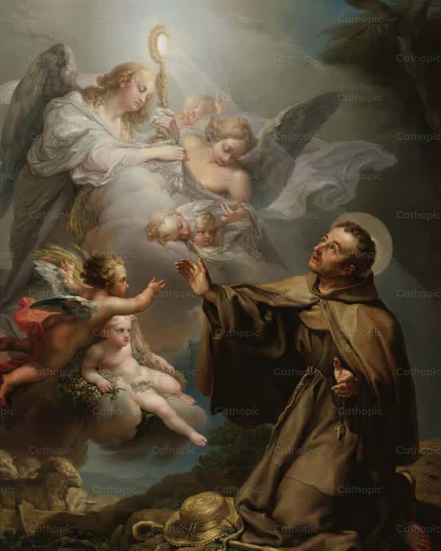 산 파스쿠알 바일론에게 성체가 나타나신 사건 - 가톨릭 스톡 이미지 - 사진 제공 Restored Christian Art