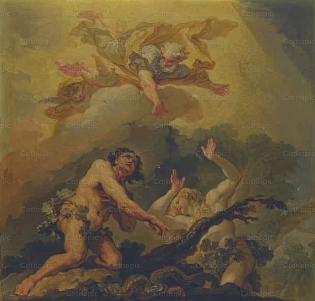 Ádám és Éva kiűzetése a Paradicsomból - Katolikus stockképek - Fotó: Restored Christian Art