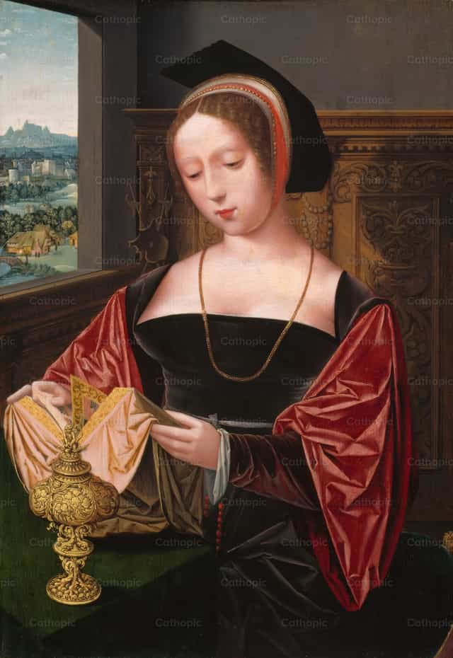 Niewiasta czytająca (św. Maria Magdalena) - Katolickie zdjęcia stockowe