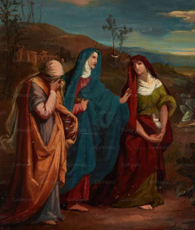 Tres Marías caminando hacia la tumba de Cristo - Banco de imágenes católicas