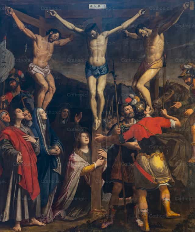 Jesus crucificado, Maria, Maria Madalena e São João - Imagens católicas de stock - Foto de Joan Sutter