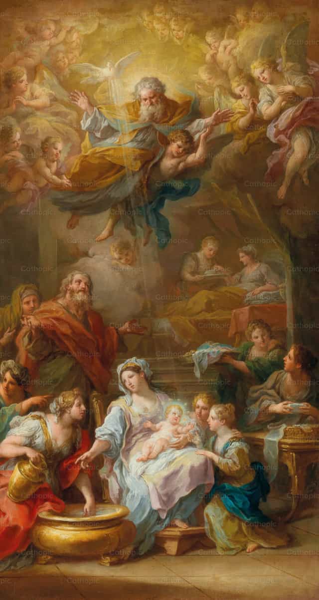 El nacimiento de la Virgen - Banco de imágenes católicas - Fotografía por Restored Christian Art