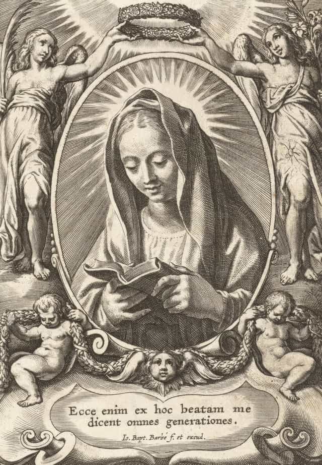 María con un libro - Banco de imágenes católicas