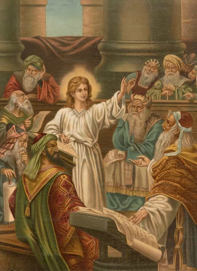 Jesus teaching in the temple - Catholic stock images