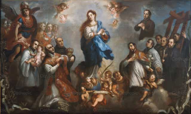 Niepokalane Poczęcie z jezuitami - Katolickie zdjęcia stockowe - Zdjęcie: Restored Christian Art