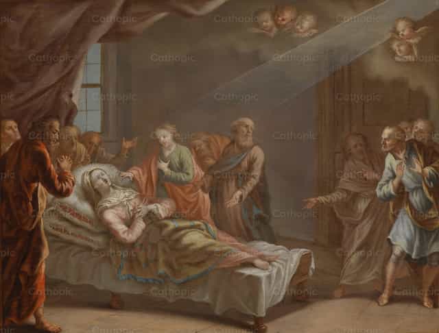 De dood van Maria - Katholieke stockfoto's