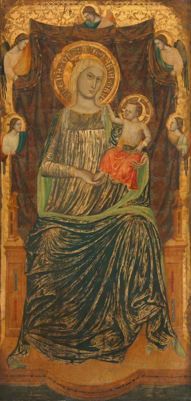 La Virgen con el Niño y cinco ángeles - Banco de imágenes católicas