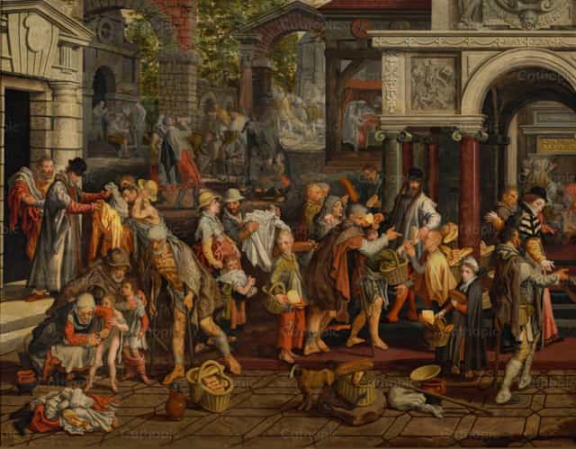 Mga gawa ng awa ng Kristiyano (Mateo 25:35-36) - Mga Catholic stock image - Larawan ni Restored Christian Art