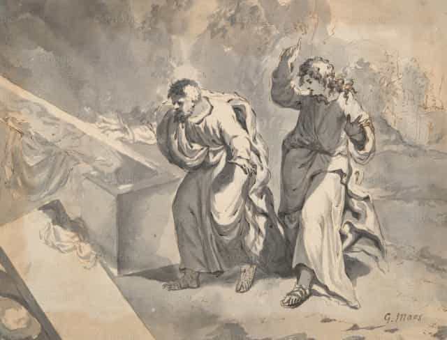 성 베드로와 성 요한이 그리스도의 무덤이 비어 있음을 발견함 - 가톨릭 스톡 이미지 - 사진 제공 Restored Christian Art